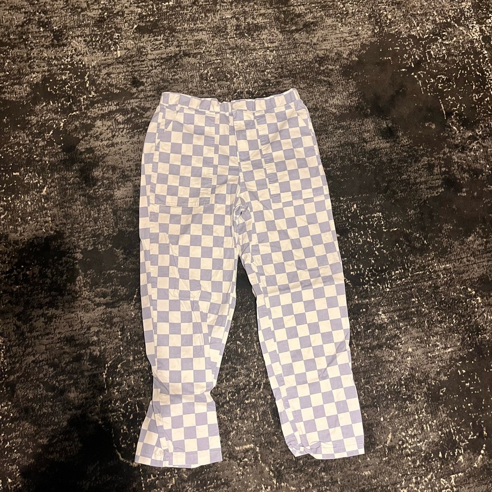 Checkered Pants in Purple and White